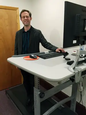 Adam Ritchie walked the equivalent distance of Boston to San Fransisco on his treadmill desk.
