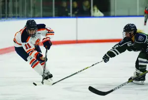 Emily Costales and Syracuse squeaked out a 3-2 win against Robert Morris on Saturday at Tennity Ice Pavilion.