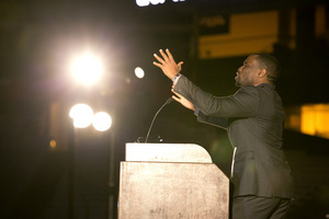 Marc Lamont Hill, an award-winning journalist, gives the keynote speech during SU's MLK Celebration on Sunday at the Carrier Dome.