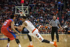 Michael Gbinije and Syracuse take on Dayton on Friday in the Round of 64 at 12:15 p.m. It's a rematch from a 2014 matchup in the Round of 32.