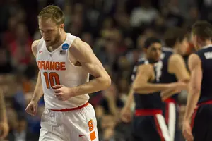 Trevor Cooney nearly made a game-changing steal with 11.2 seconds left in Syracuse's game against Gonzaga, but a referee ruled his foot out of bounds.