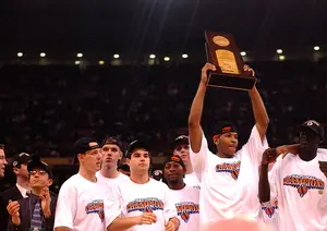 Led by Carmelo Anthony, Syracuse defeated Kansas, 81-78, in 2003 to win the national championship.