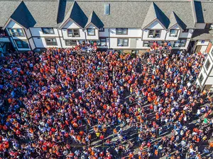 Castle Court was packed on Sunday before the men's Elite Eight game.