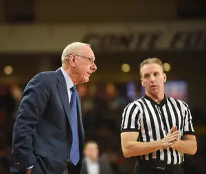 Jim Boeheim talked to the media before Syracuse plays Dayton in the NCAA Tournament in St. Louis and discussed SU's self-imposed NCAA Tournament ban. 