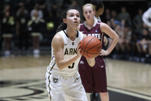 Army's Kelsey Minato has played in a shooting competition against Stephen Curry. She's the country's seventh-leading scorer.