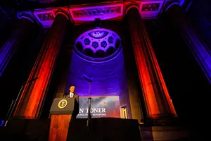 President Barack Obama delivered the keynote speech at the Toner Prize award ceremony.