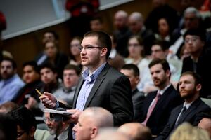 Justin Mattingly, the current managing editor of The D.O., covers Secretary of Defense Ash Carter's visit to the Syracuse University campus in March 2015.