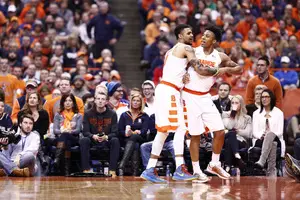 Malachi Richardson (right) and Michael Gbinije will hear their names called in Thursday night's NBA Draft.