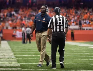 Dino Babers said Syracuse is right on, if not ahead of schedule in his first year at Syracuse.