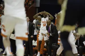 Though he's hardly played in the last two games, Taurean Thompson has had a lot to celebrate in SU's two wins. 