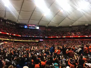 Syracuse fans stormed the court after beating No. 6 Florida State on Saturday afternoon. 