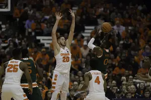 Tyler Lydon anchored the SU defense in holding Miami to 55 points, 41 fewer than Boston College put up against the Orange on Sunday. 