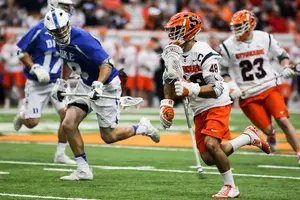 Senior midfielder Sergio Salcido (48) is among Syracuse's plethora of offensive options who can get to the cage and score. 