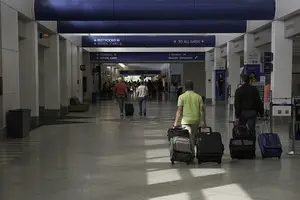 The canopy over the drop-off zone will be demolished in the first phase of Syracuse Hancock International Airport renovations.  