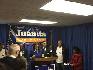 The endorsement press conference was held at Juanita Perez Williams' campaign headquarters in Syracuse.