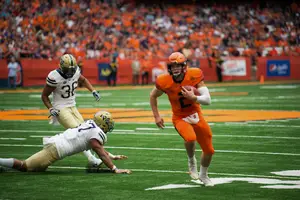 Eric Dungey leads Syracuse with 749 rushing yards on 117 rushing yards. He also has nine scores on the ground. 