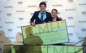Central Michigan University seniors Bryan Caragay and Hailey Polidari created Guarded Safety, an app that works as a portable blue light emergency system.