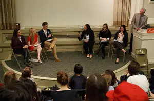 The College Democrats and College Republicans had three members each debate topics such as immigration and gun control. 
