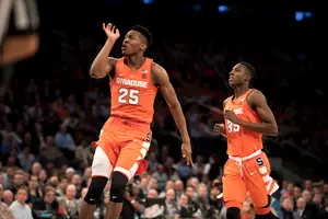 Syracuse reached 24 points midway through the first half, giving the Orange its fastest start of the season in an eventual 72-63 win over Connecticut.