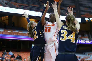 Amaya Finklea-Guity, pictured against Drexel, and Syracuse got wiped out on the boards but still pulled off the upset Sunday.