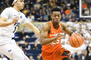 Tyus Battle spent more time in three-guard lineups as a result of Matthew Moyer's absence on Saturday.