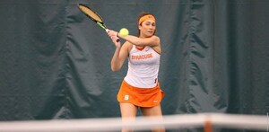Tritou, pictured last season, came back from down a set to win the clinching match for Syracuse.