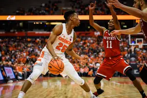 Tyus Battle, pictured against N.C. State, leads Syracuse into Miami looking to get back to .500 in ACC play.