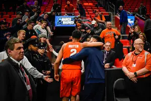 Matthew Moyer played down the stretch in SU's win against TCU after Marek Dolezaj fouled out.