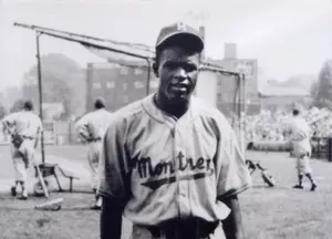 Jackie Robinson poses for a picture in Syracuse for a matchup with the Syracuse Chiefs.