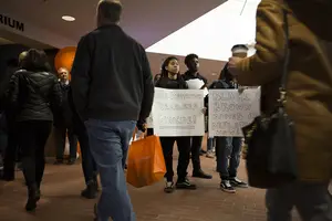 The Recognize Us movement organized a sit-in at the Schine Student Center on Friday, protesting the university’s response to the Theta Tau fraternity’s suspension. The fraternity was permanently expelled on Saturday.
