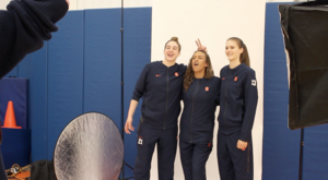 Emily Engstler, Miranda Drummond and Veronika Vorackova, members of the women’s basketball team, attended Media Day on Friday, Oct. 12.