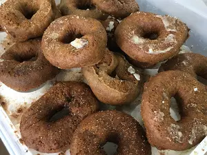 The pop-up bakery offers vegan donuts made with coconut oil, almond milk, egg substitutes, potato starch and chia seeds. 