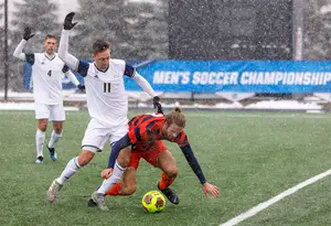 In imperfect conditions at Colgate's home field, Syracuse lost to Akron on Sunday to end the Orange's season.