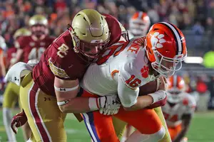 Zach Allen tallied four tackles, including one for a loss, when BC played Clemson earlier this season.