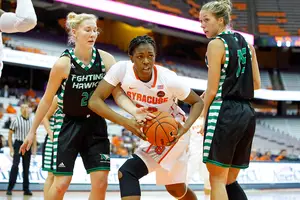 Amaya Finklea-Guity, pictured earlier this season, and Syracuse were unable to pick up a ranked win on the road in Minnesota on Thursday.
