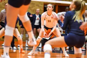 Polina Shemanova, pictured earlier this season, led Syracuse in kills in the Orange's first-ever NCAA tournament win. 
