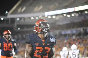 Abdul Adams carried the ball eight times for 19 yards and two touchdowns in his first game with Syracuse.