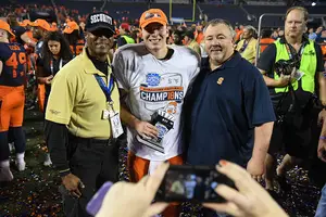 Eric Dungey poses for a photo after Syracuse's 34-18 win over West Virginia in the Camping World Bowl.