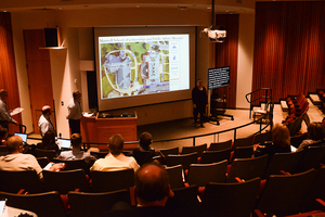Vice President and Chief Facilities Officer Pete Sala spoke at a campus construction town hall on Tuesday. 