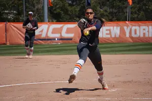 Alexa Romero pitched four scoreless innings in Syracuse's lone win of the day.
