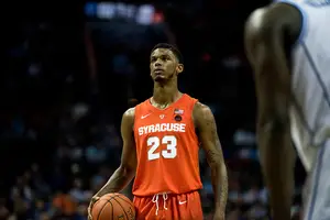 Frank Howard stares at the rim before taking a free throw in  Syracuse's loss to Duke in the third round of the ACC Tournament.
