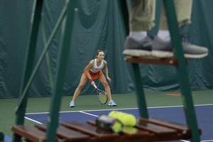 No. 42 Gabriela Knutson won her singles match in a three set super tiebreak.