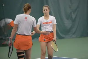 Sofya Golubovskaya, pictured earlier this season, is part of a Syracuse team that credits its tough schedule. 