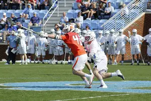 Danny Varello went 13 and five from the faceoff X on Saturday against North Carolina 