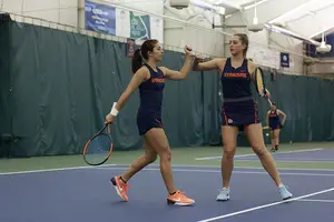 As a doubles pair, Miranda Ramirez and Gabriela Knutson dropped 11 spots as the tennis team prepares for the NCAA tournament. 