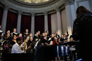 The Hendrick Chapel Choir sang “Seasons of Love” from Rent among other performances at Hendrick’s Chapel’s “Music and Message” weekly series.