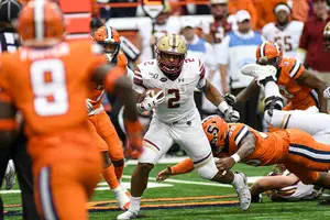 AJ Dillon carves up the Syracuse defense, part of Boston College's 496 rushing yards against the Orange.