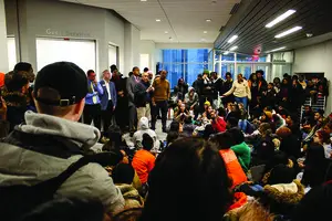 SU officials were present for parts of the sit-in to speak with students about their concerns, experiences and demands.  