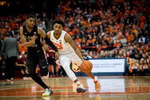 Elijah Hughes, whose status is unknown due to a groin injury, scored 17 points against the Seminoles in the Carrier Dome last year.
