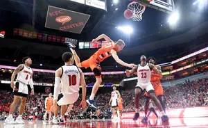 Bourama Sidibe fouled out of Wednesday's contest, and Syracuse got out-rebounded 45 to 36.